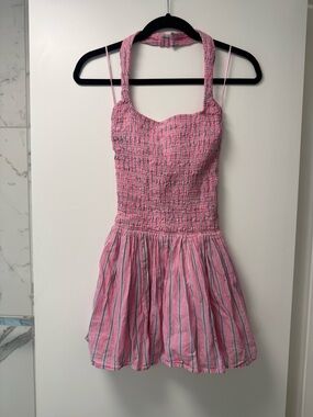 Abercrombie & Fitch Pink Striped Smocked Top